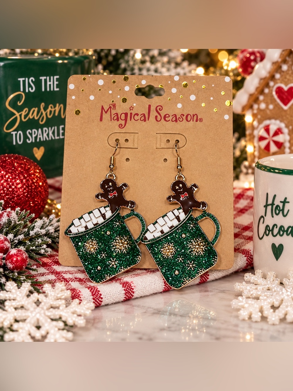 New Magical Season Christmas Gingerbread Mug Earrings ✨